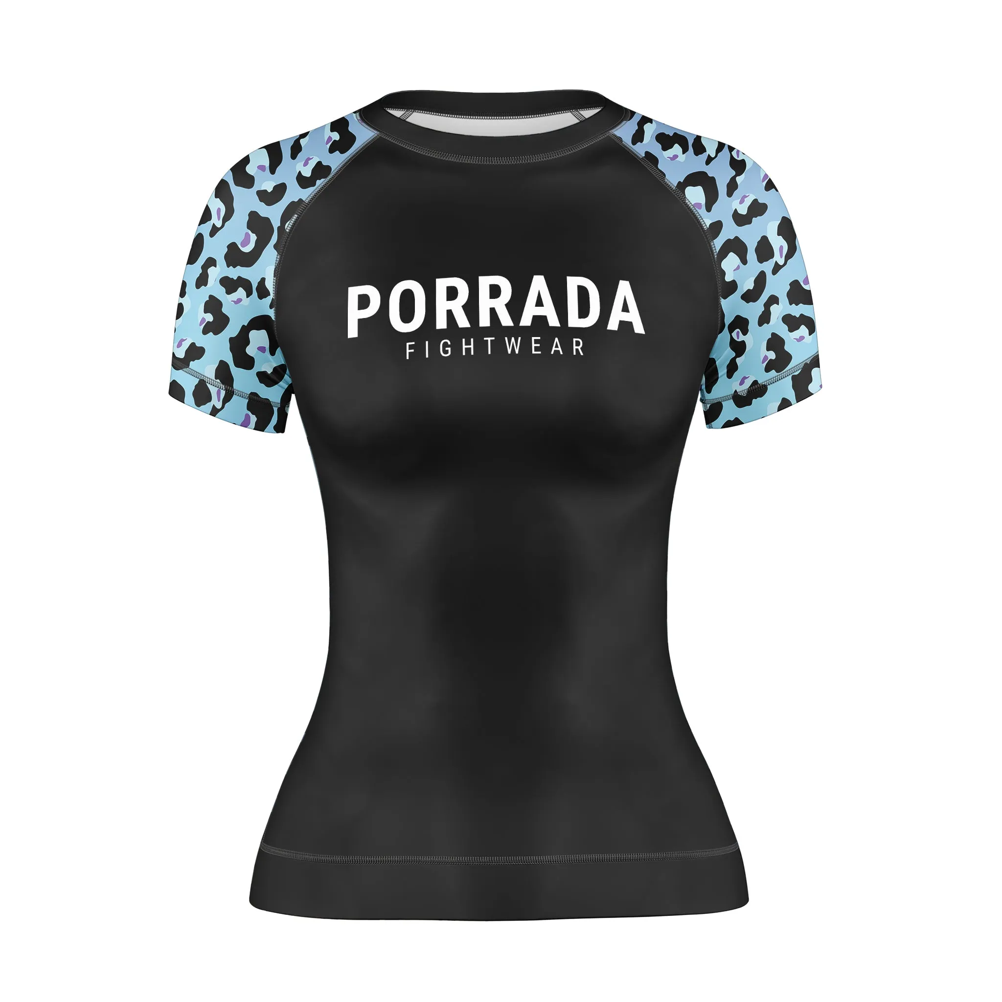 BLUE LEOPARD WOMEN SHORT SLEEVE RASH GUARD