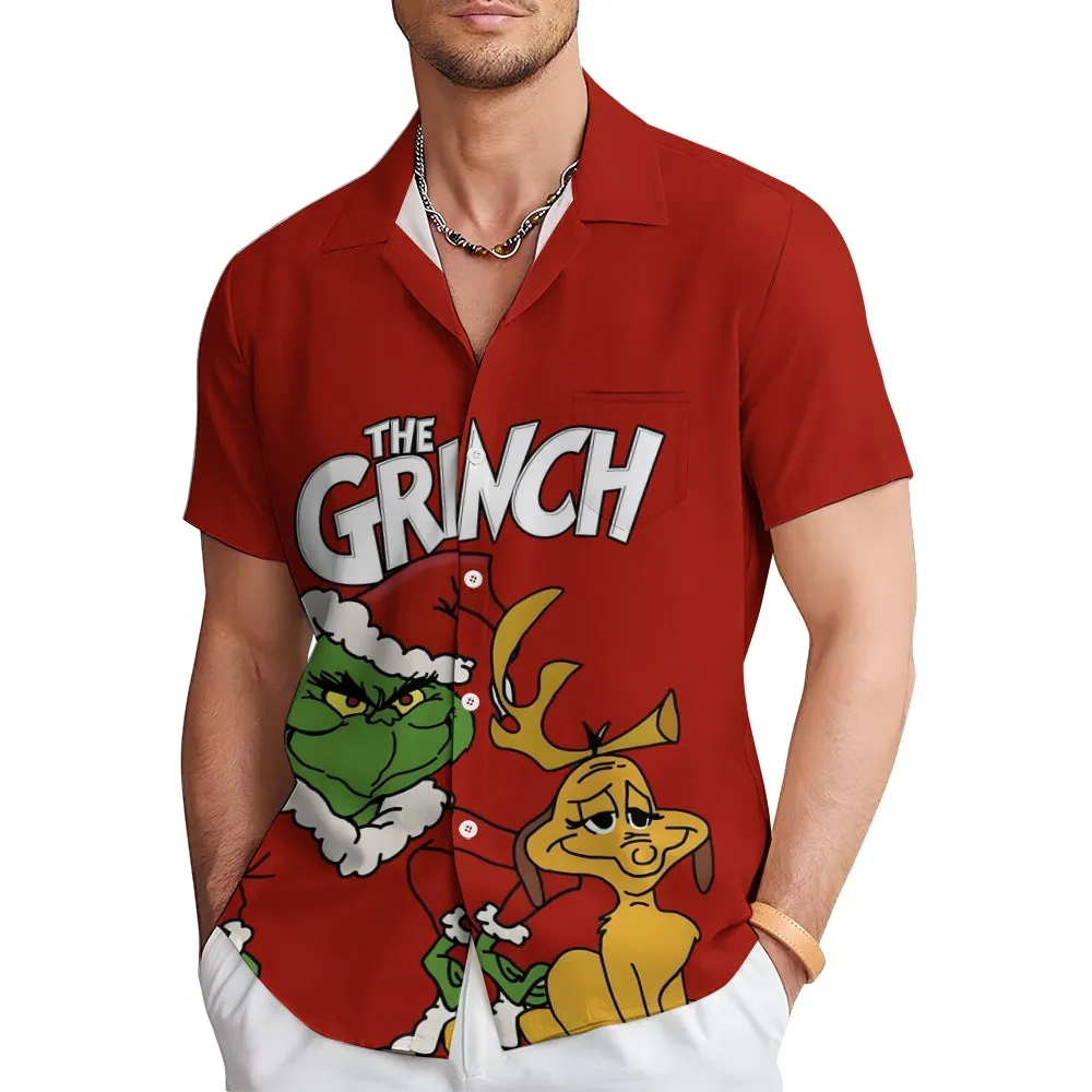 Cartoon Character Christmas Prints Short Sleeve Shirt 2411009846