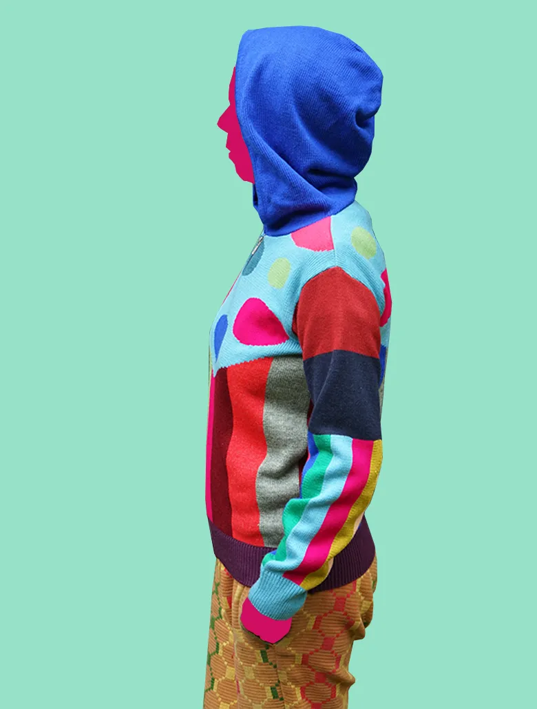 Knitted Multicolored Hoodie