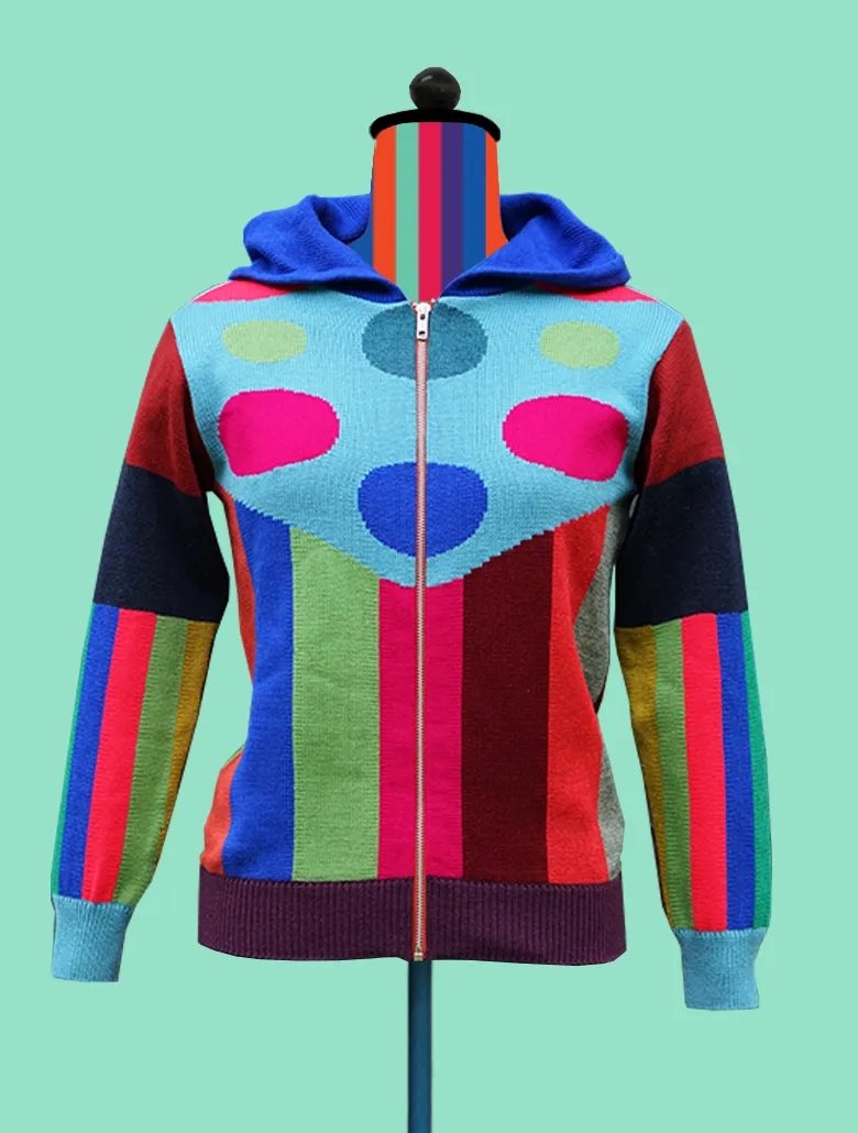 Knitted Multicolored Hoodie